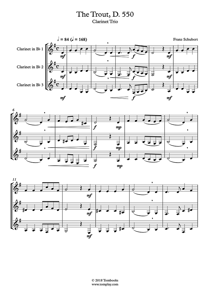 La Truite, D. 550 1) (Schubert) Partition